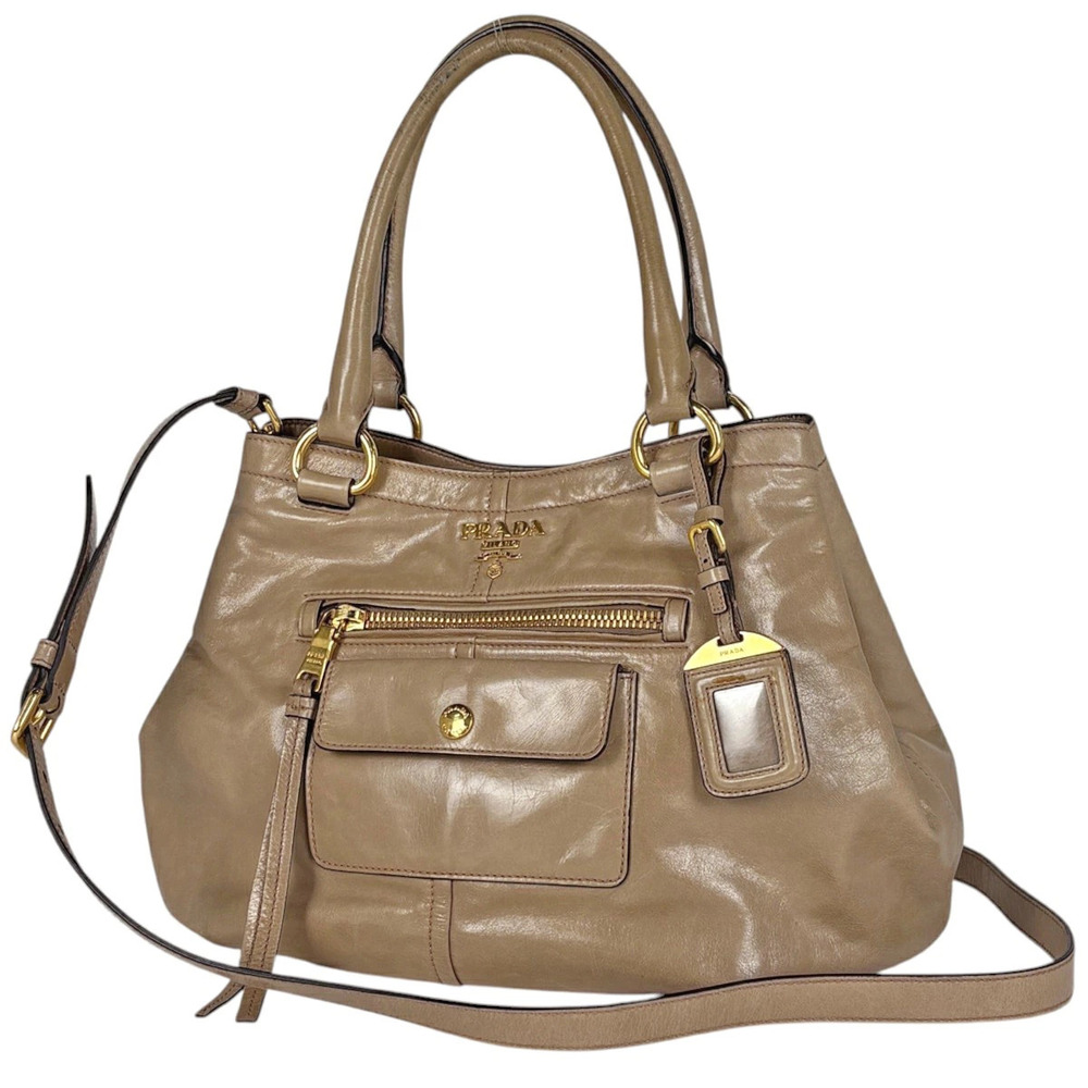 Prada Vitello Shine leather handbag Cream